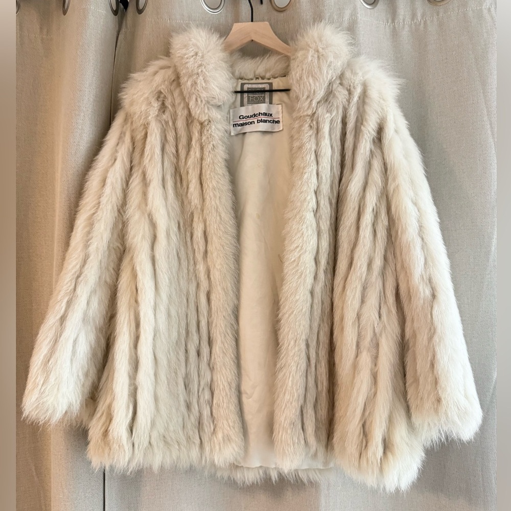 Saga Fox genuine Blue Fox Cream Fur Jacket